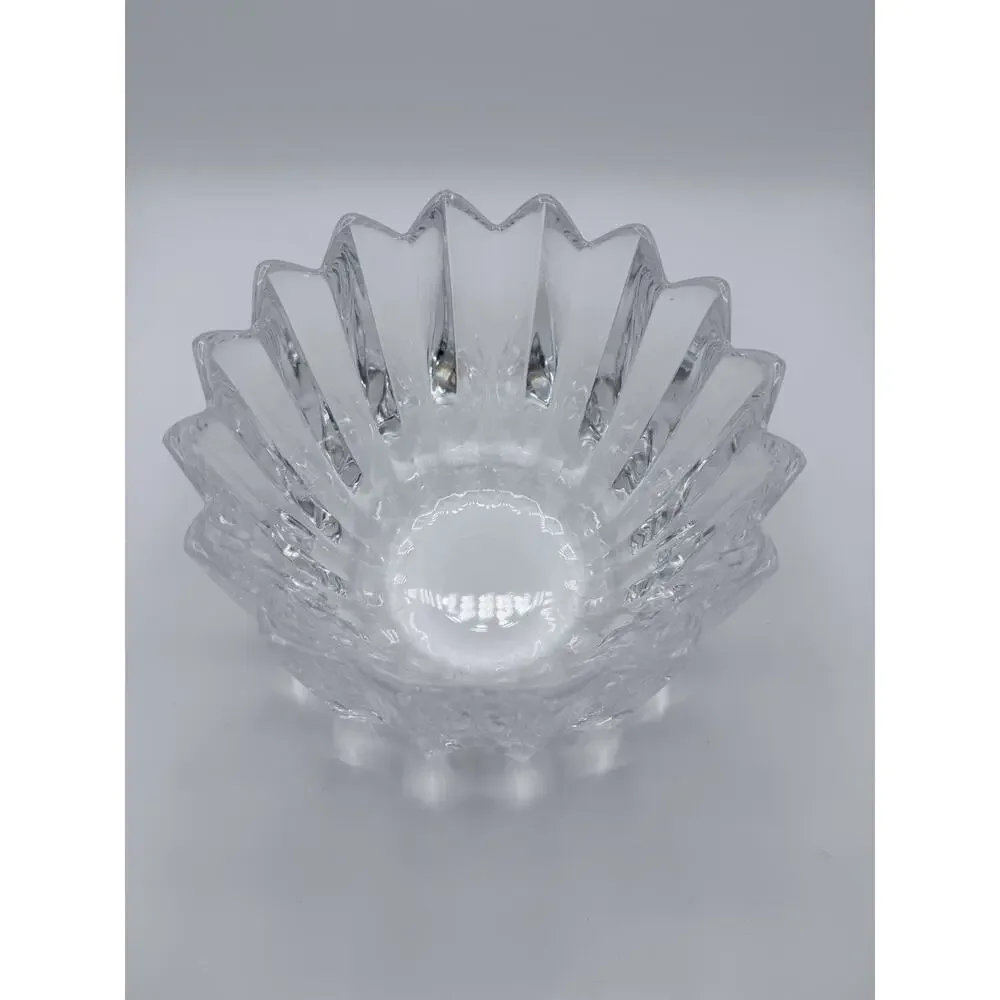 Orrefors Crystal Fleur Crown Bowl # 4574-12 Signed Jan Johansson Sweden